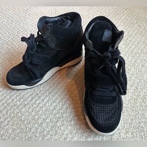 ASH suede and cool leather accent high tops, black, size 40